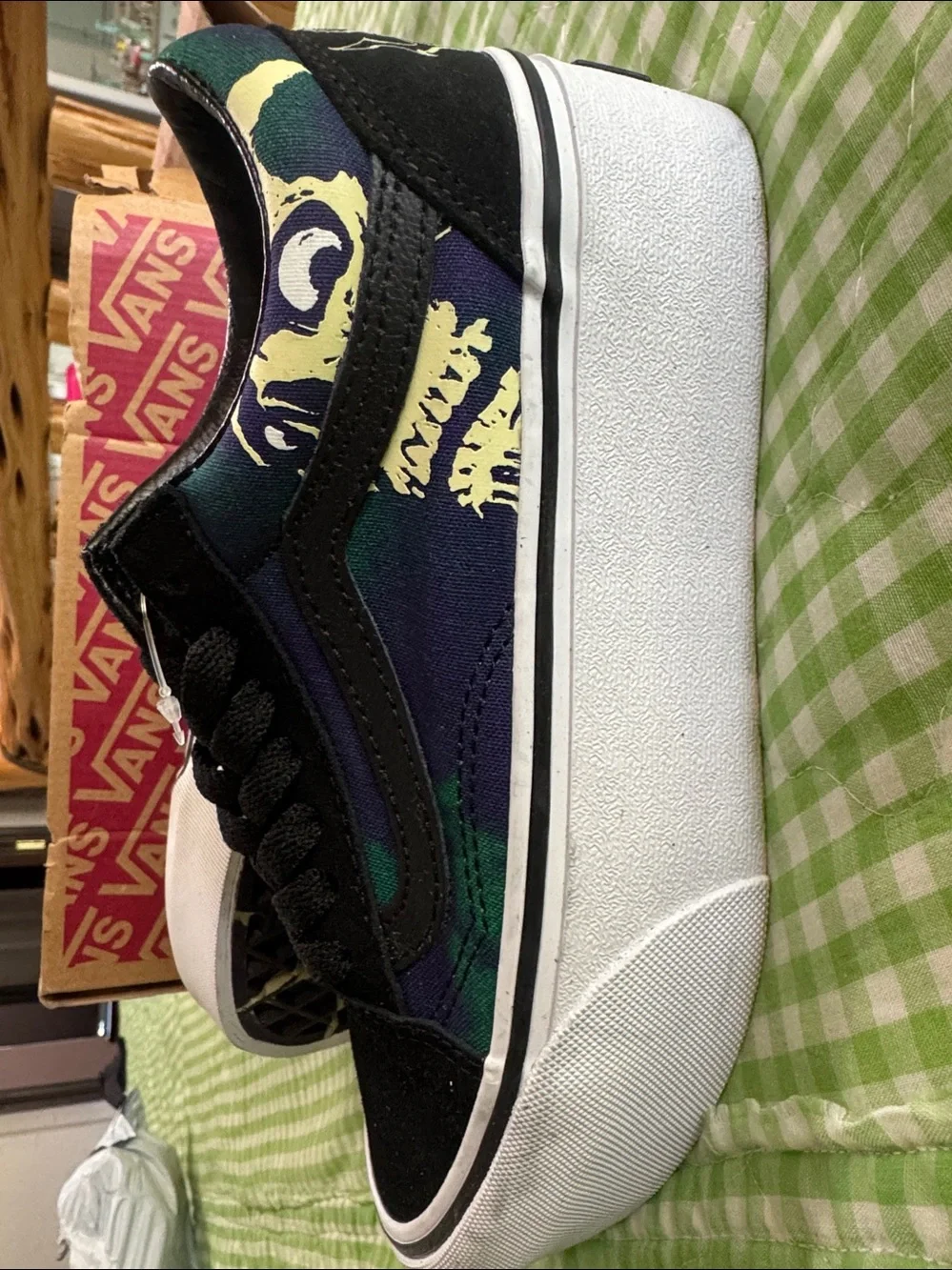 Vans Platform Sneakers in Black with Blue-Green Tie-Dye; never worn